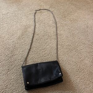 Street Level Black Crossbody Bag with Silver Chain